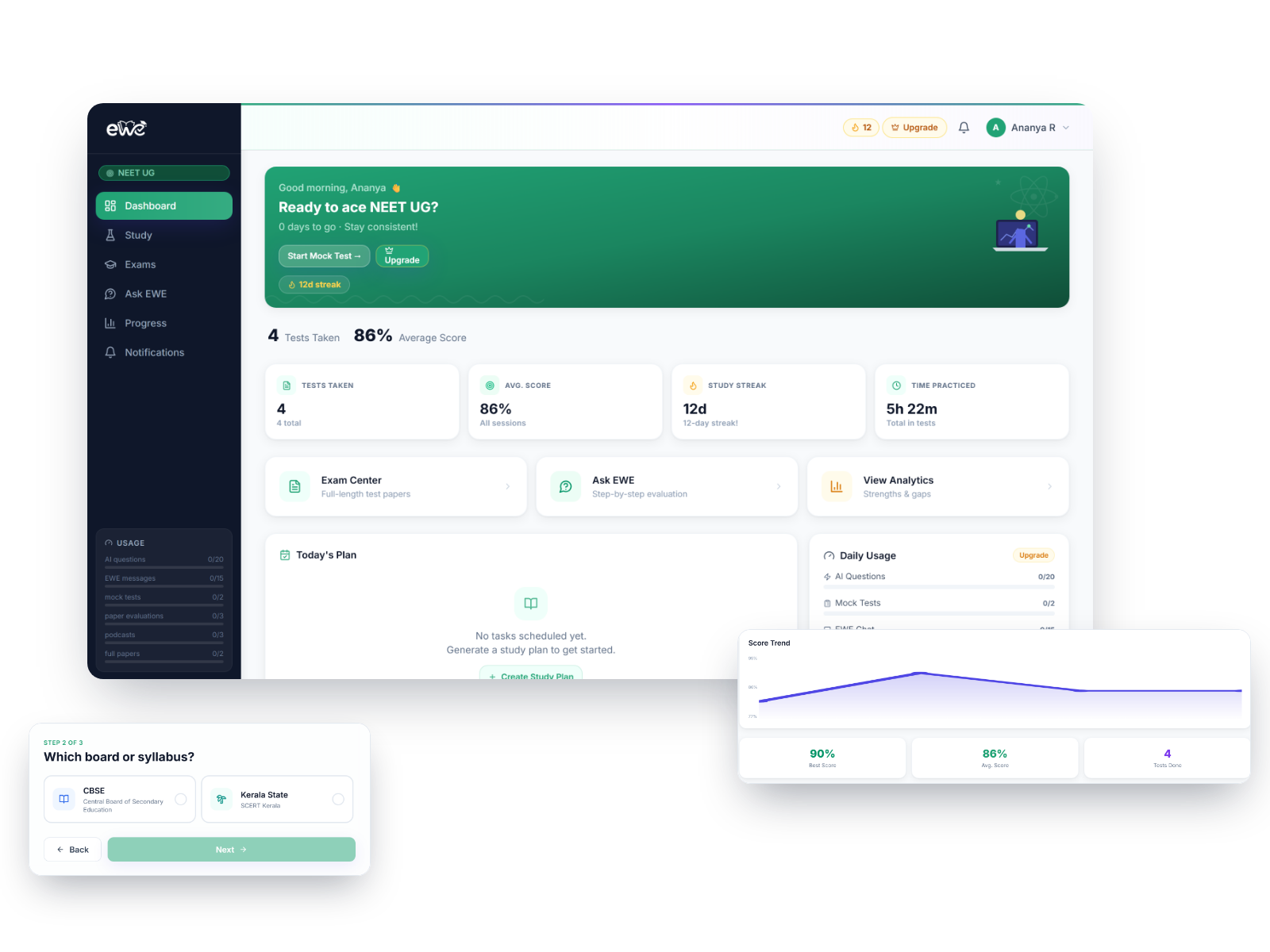EaseWithExam product screens
